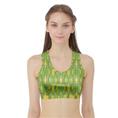 Ornate Modern Noveau Sports Bra With Border by dflcprintsclothing