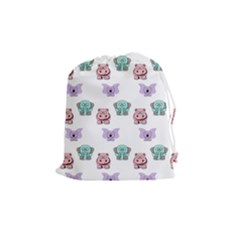 Animals Pastel Children Colorful Drawstring Pouches (Medium) 