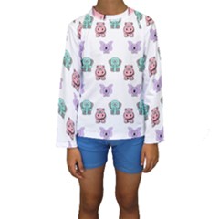 Animals Pastel Children Colorful Kids  Long Sleeve Swimwear