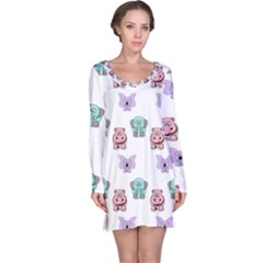 Animals Pastel Children Colorful Long Sleeve Nightdress