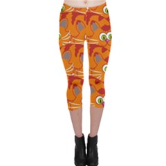 Animals Pet Cats Mammal Cartoon Capri Leggings  by Amaryn4rt