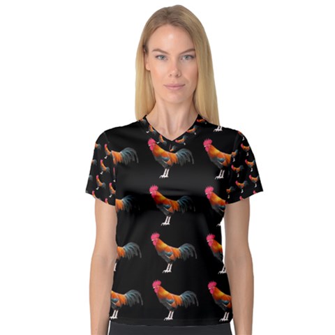 Background Pattern Chicken Fowl Women s V-neck Sport Mesh Tee by Amaryn4rt