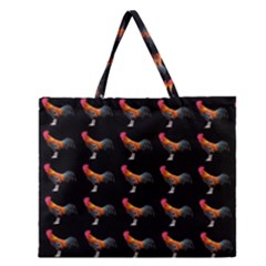 Background Pattern Chicken Fowl Zipper Large Tote Bag by Amaryn4rt