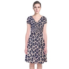 Background Pattern Leopard Short Sleeve Front Wrap Dress by Amaryn4rt