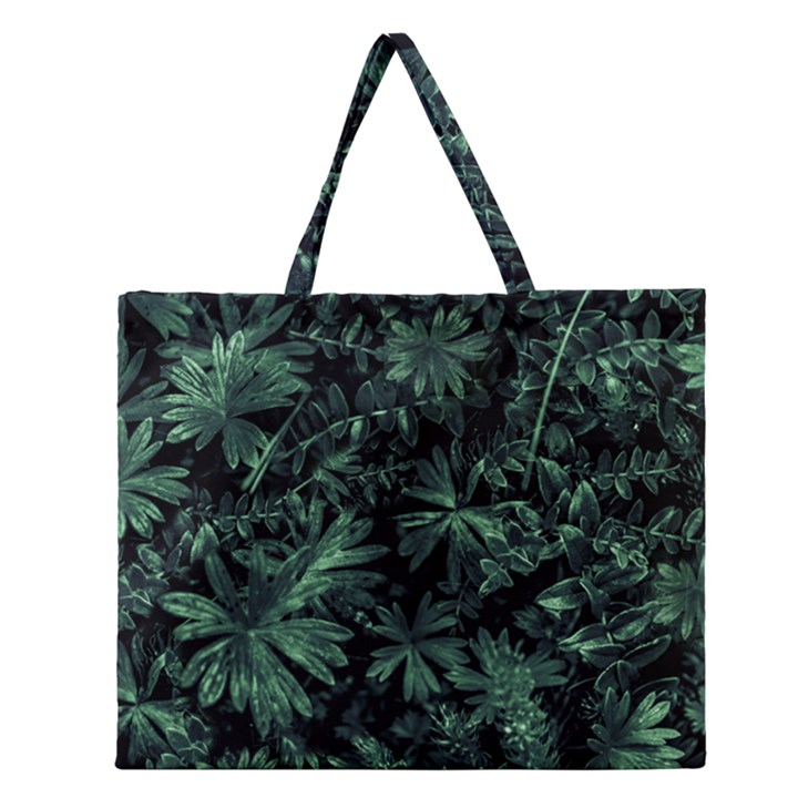 Dark Flora Photo Zipper Large Tote Bag