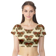 Butterfly Butterflies Insects Short Sleeve Crop Top (tight Fit) by Amaryn4rt