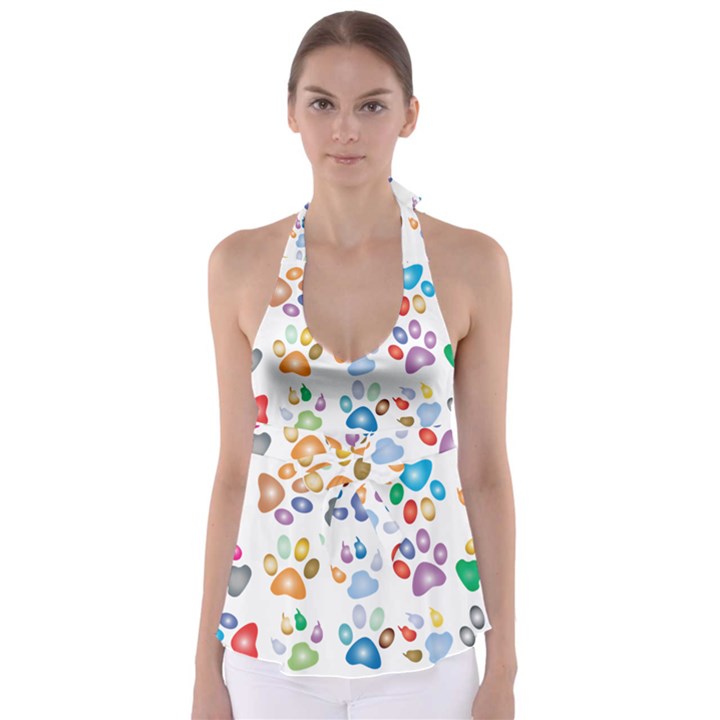 Colorful Prismatic Rainbow Animal Babydoll Tankini Top