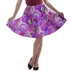 Flowers Abstract Digital Art A-line Skater Skirt by Amaryn4rt