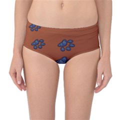 Footprints Paw Animal Track Foot Mid-waist Bikini Bottoms by Amaryn4rt