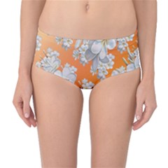 Flowers Background Backdrop Floral Mid-waist Bikini Bottoms by Amaryn4rt