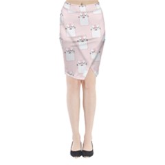 Pattern Cat Pink Cute Sweet Fur Midi Wrap Pencil Skirt by Amaryn4rt