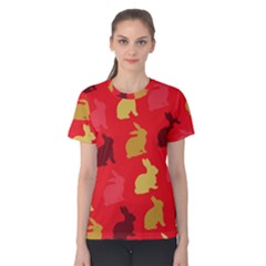 Hare Easter Pattern Animals Women s Cotton Tee