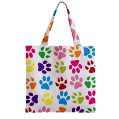 Paw Print Paw Prints Background Zipper Grocery Tote Bag by Amaryn4rt