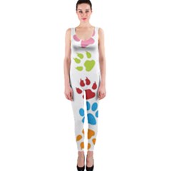 Paw Print Paw Prints Background Onepiece Catsuit by Amaryn4rt