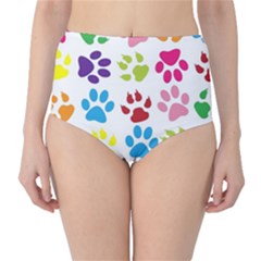 Paw Print Paw Prints Background High-waist Bikini Bottoms by Amaryn4rt