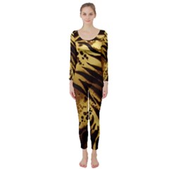 Pattern Tiger Stripes Print Animal Long Sleeve Catsuit by Amaryn4rt