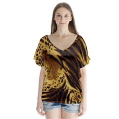 Pattern Tiger Stripes Print Animal Flutter Sleeve Top by Amaryn4rt