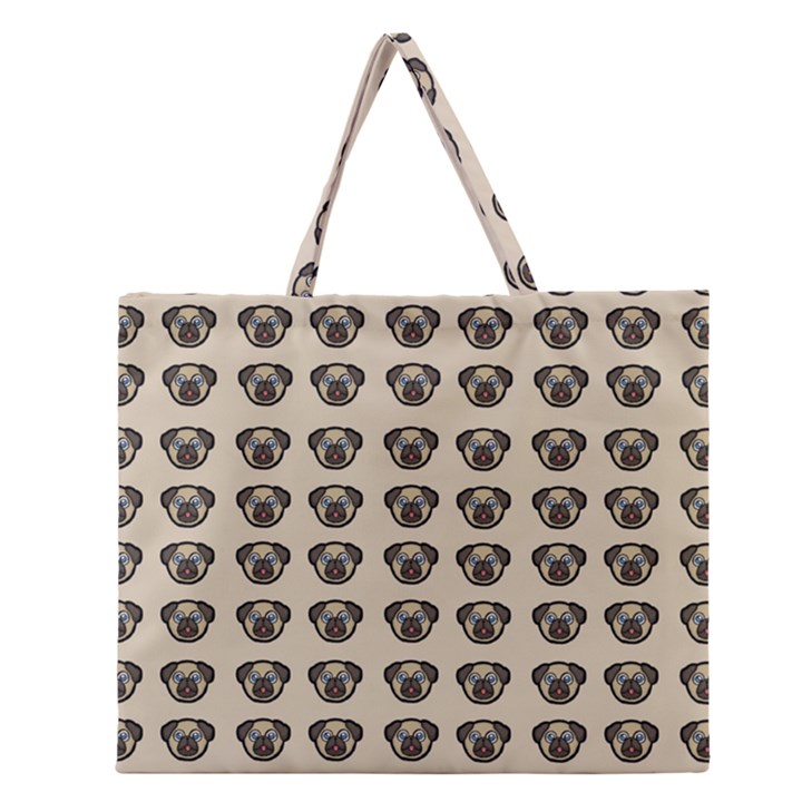 Puppy Dog Pug Pup Graphic Zipper Large Tote Bag