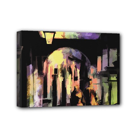 Street Colorful Abstract People Mini Canvas 7  X 5  by Amaryn4rt