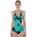 Texture Butterflies Background Cut-Out One Piece Swimsuit View1