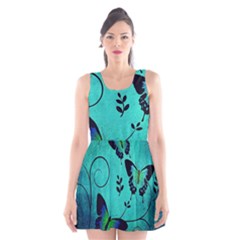 Texture Butterflies Background Scoop Neck Skater Dress by Amaryn4rt