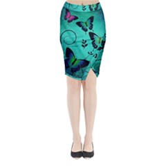 Texture Butterflies Background Midi Wrap Pencil Skirt by Amaryn4rt