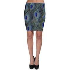 Peacock Feathers Blue Bird Nature Bodycon Skirt by Amaryn4rt