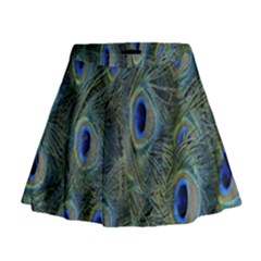 Peacock Feathers Blue Bird Nature Mini Flare Skirt by Amaryn4rt