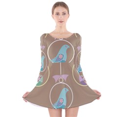 Isolated Wallpaper Bird Sweet Fowl Long Sleeve Velvet Skater Dress by Amaryn4rt