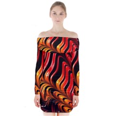 Abstract Fractal Mathematics Abstract Long Sleeve Off Shoulder Dress