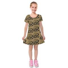 Abstract Swirl Background Wallpaper Kids  Short Sleeve Velvet Dress