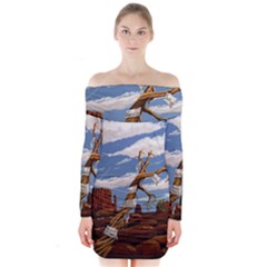 Acrylic Paint Paint Art Modern Art Long Sleeve Off Shoulder Dress