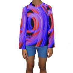 Background Blue Red Kids  Long Sleeve Swimwear