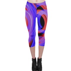 Background Blue Red Capri Leggings 