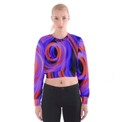 Background Blue Red Women s Cropped Sweatshirt