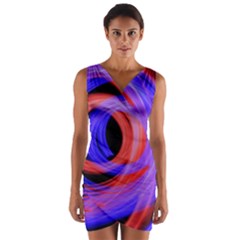 Background Blue Red Wrap Front Bodycon Dress