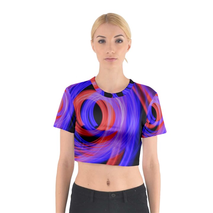 Background Blue Red Cotton Crop Top