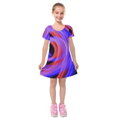 Background Blue Red Kids  Short Sleeve Velvet Dress