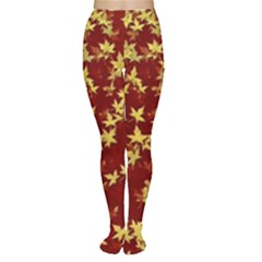 Background Design Leaves Pattern Women s Tights