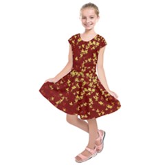 Background Design Leaves Pattern Kids  Short Sleeve Dress