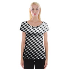 Background Wallpaper Texture Lines Dot Dots Black White Women s Cap Sleeve Top