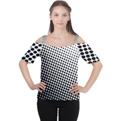 Background Wallpaper Texture Lines Dot Dots Black White Women s Cutout Shoulder Tee