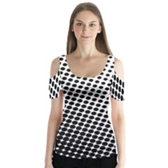 Background Wallpaper Texture Lines Dot Dots Black White Butterfly Sleeve Cutout Tee 