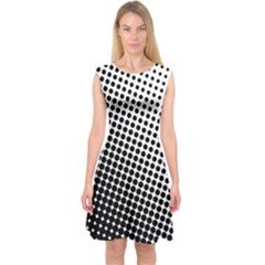 Background Wallpaper Texture Lines Dot Dots Black White Capsleeve Midi Dress