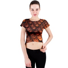 Brown Fractal Mathematics Frax Crew Neck Crop Top