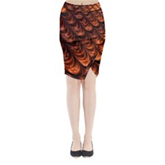 Brown Fractal Mathematics Frax Midi Wrap Pencil Skirt