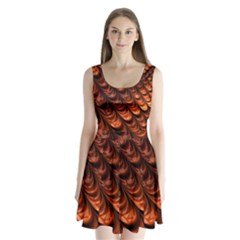 Brown Fractal Mathematics Frax Split Back Mini Dress 