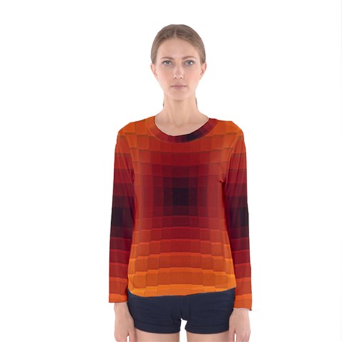 Orange Background Wallpaper Texture Lines Women s Long Sleeve Tee by Amaryn4rt