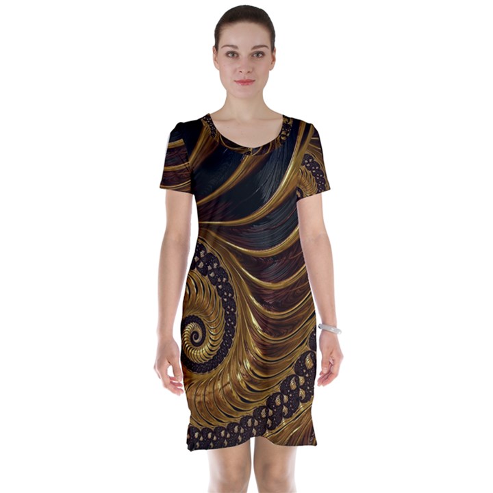 Fractal Spiral Endless Mathematics Short Sleeve Nightdress