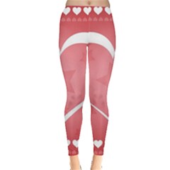 Postcard Banner Heart Holiday Love Leggings  by Amaryn4rt